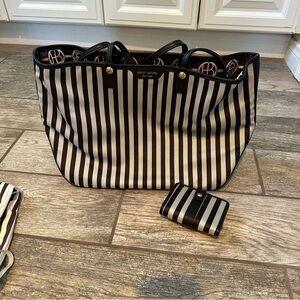 Henri Bendel Black and White Striped Tote